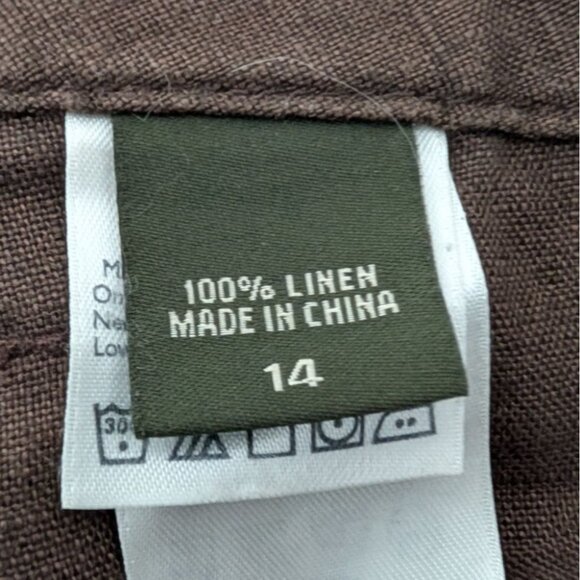 Eddie Bauer 100% Linen Pants Womens Size 14 Brown Casual Straight Leg Pockets - Picture 5 of 12